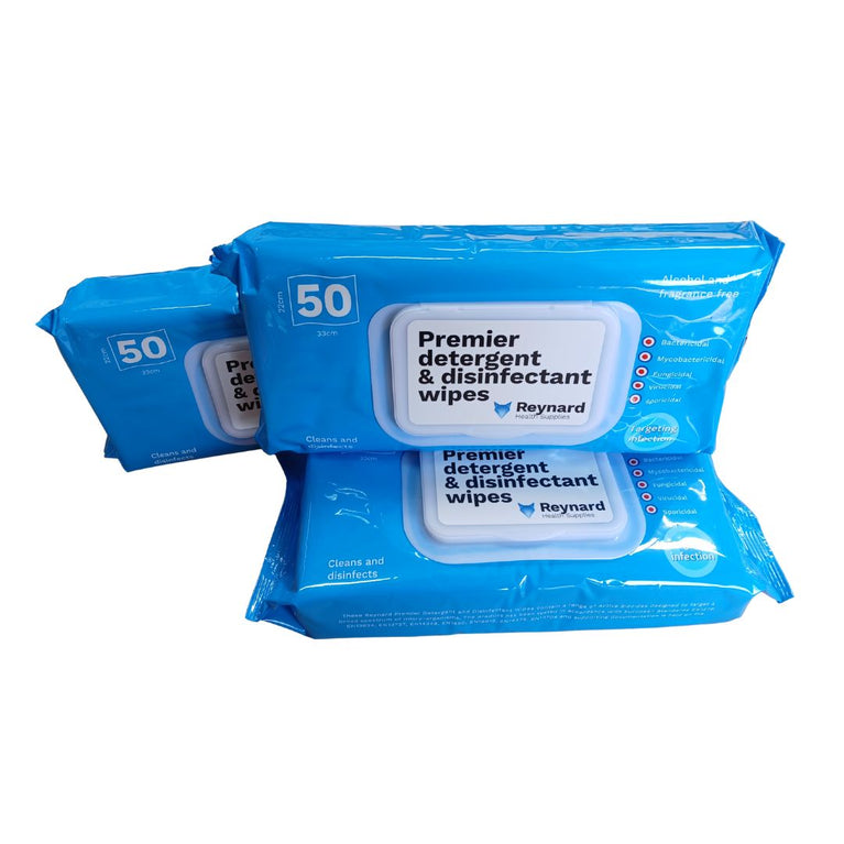 PREMIER DISINFECTANT & DETERGENT WIPES FOR MOST HARD SURFACES 33X22CM