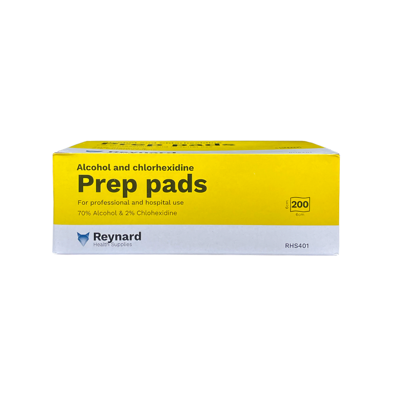 PREP PADS CHLORHEXIDINE AND ALCOHOL - 6CM X 6CM BOX 200 PADS