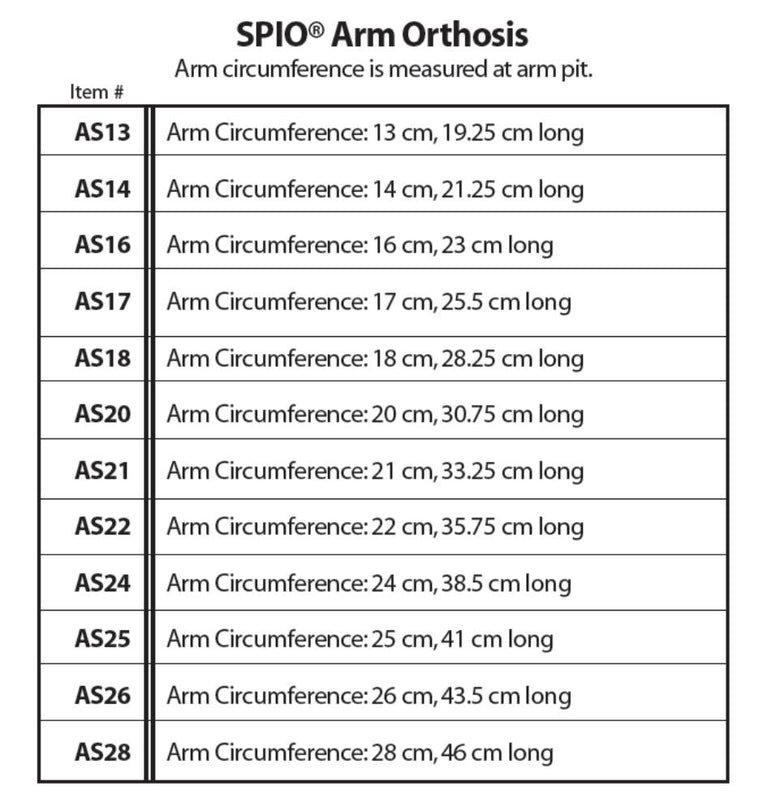 SPIO ARM ORTHOSIS SLEEVE - BLACK