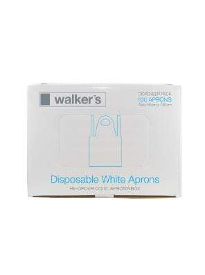 WALKER'S DISPOSABLE APRONS  WHITE BOX 100 DISPENSER PACK