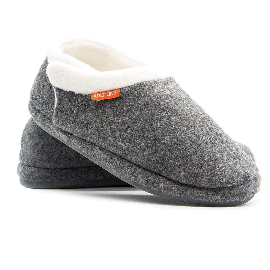 ARCHLINE ORTHOTIC SLIPPERS, CLOSED HEEL, GREY MARL