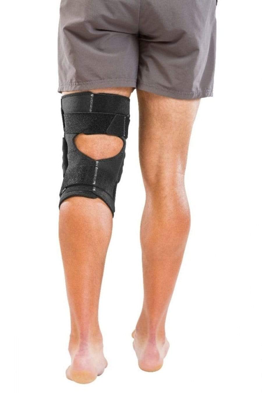 MUE5313 METAL TRIAXIAL HINGED WRAPAROUND KNEE BRACE WITH OPEN BACK