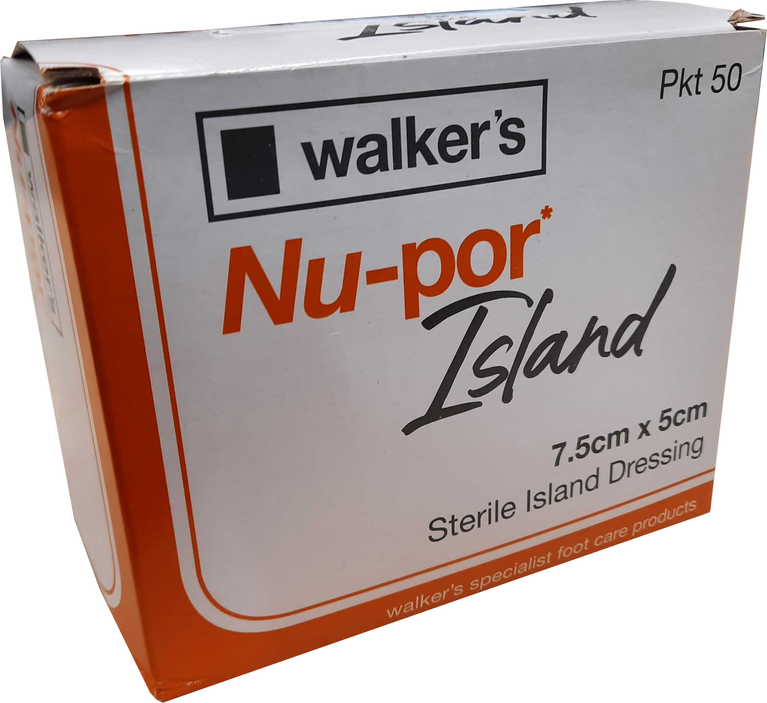 WALKERS NU-POR STERILE ISLAND DRESSINGS BOX OF 50 7.5CM X 5CM